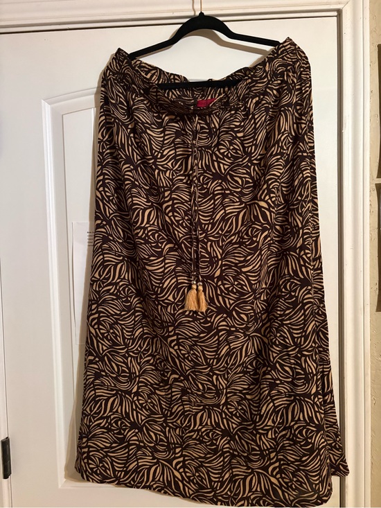 Scarlett Dresses & Skirts - Scarlett Brown & Tan Printed Maxi Skirt with Tassel Drawstring